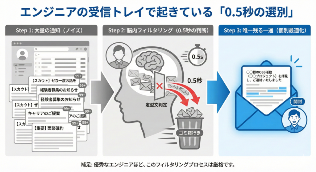 エンジニアの受信トレイで起きている「0.5秒の選別」
